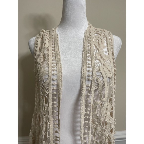 Crochet Lace Boho Swimwear Beach Top Bikini Cover Up White Fits Small Medium - Picture 6 of 6